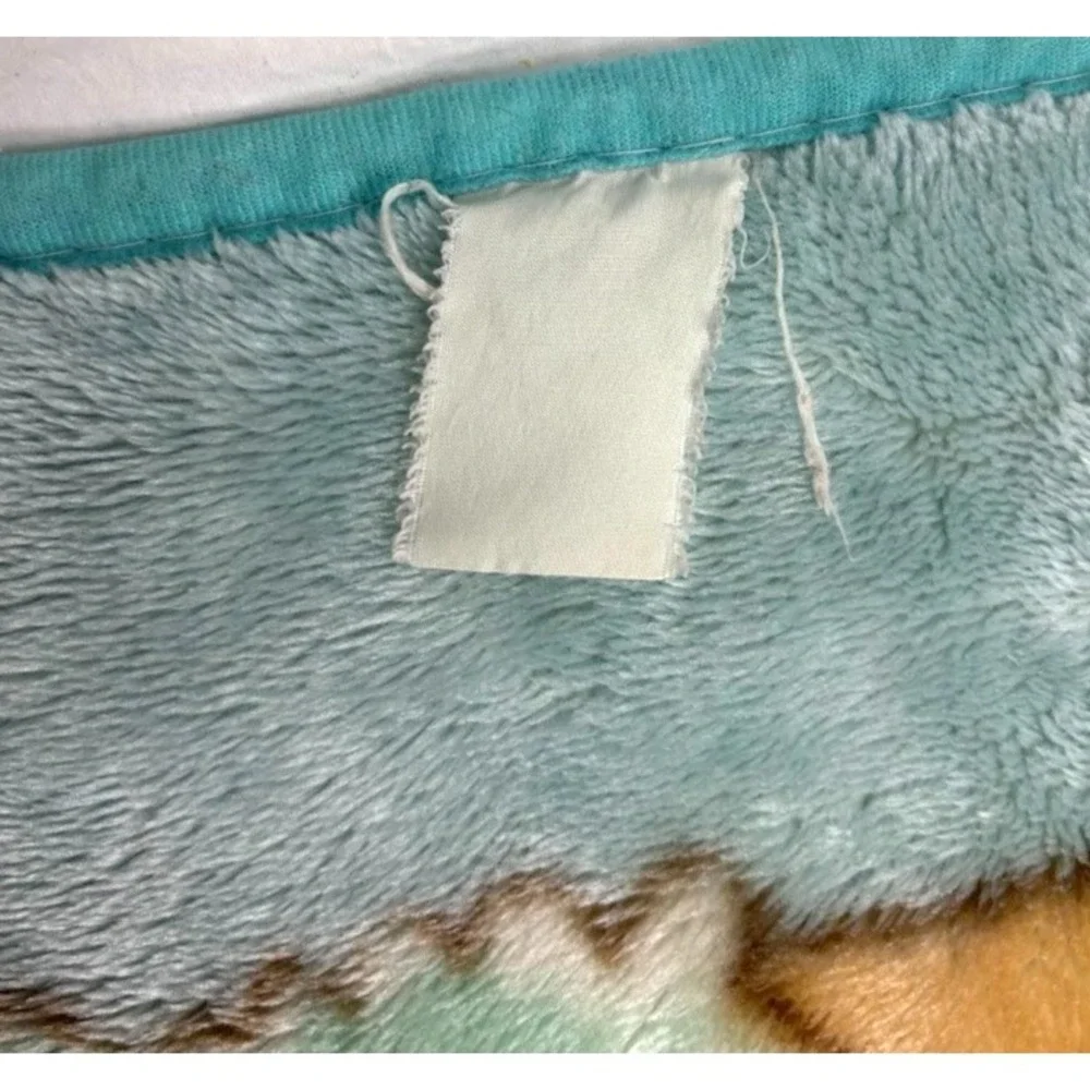 3 Bears Tree Swing‎ Plush Baby Blanket Blue Green Soft 44x50 Mushrooms Unisex